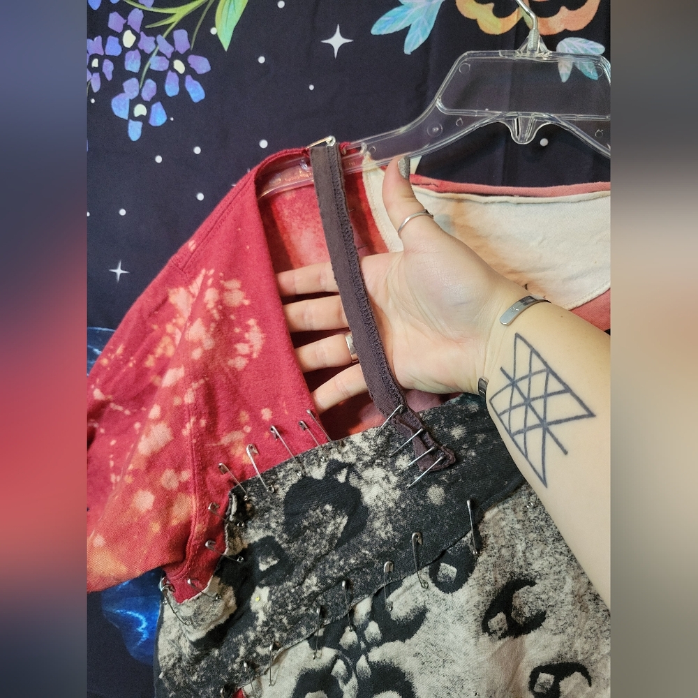 Bleached Gypsy Style Patchwork Handmade Punk Shirt - Picture 7 of 11